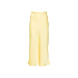 yellow satin midi skirt